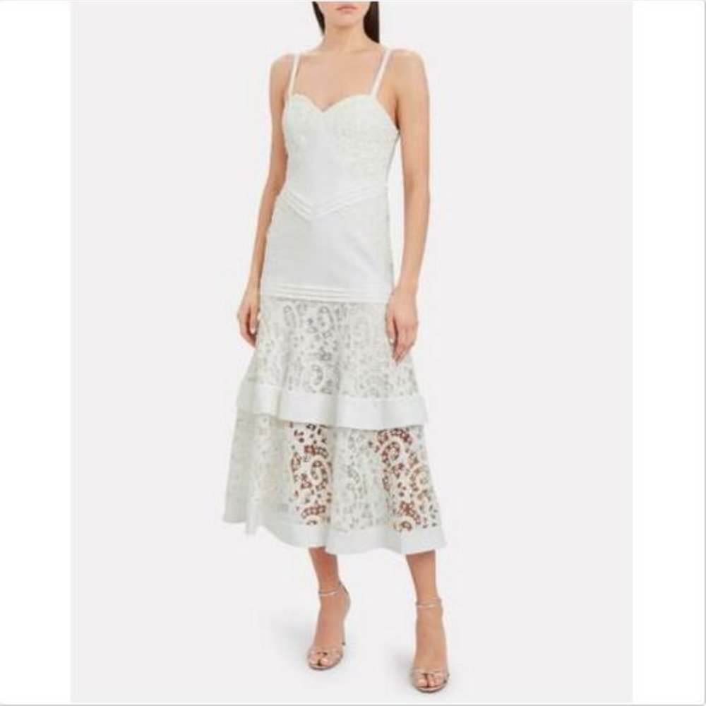 Alexis Harlowe White Lace Midi Dress XS